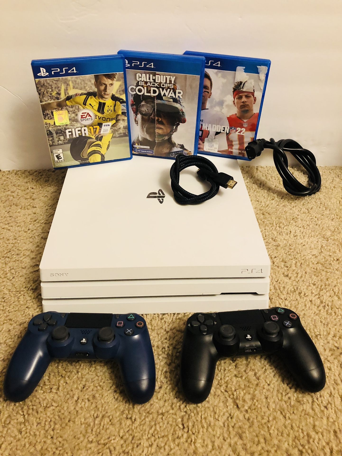 PlayStation 4 Pro White With 2 Controllers And Games