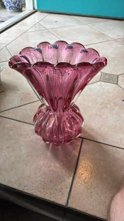 Pink Crystal Murano Vase 