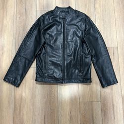 Merona Black Leather Jacket Size 