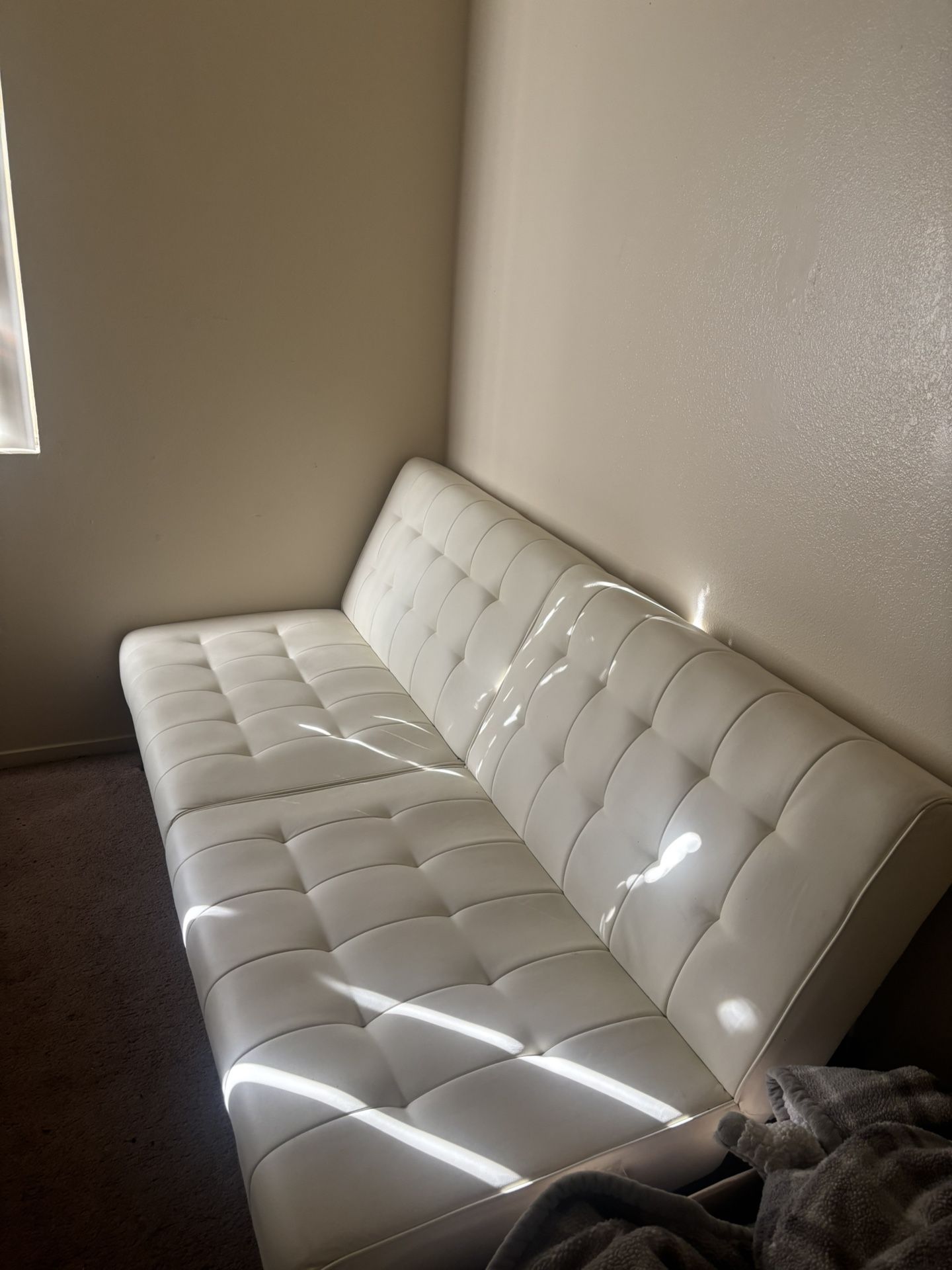 White Futon Sofa Bed – Clean, Minimal, Great Condition