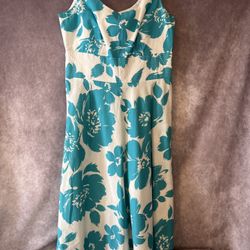 Karin Stevens Teal Sleeveless Dress Fit & Flare Sundress Women’s 8 Empire Waist