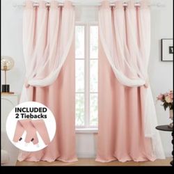 [Summer Deal) Sheer Overlay Blackout Curtains