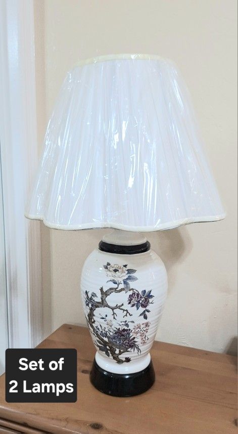 Antique Ceramic Base Lamps Set of 2