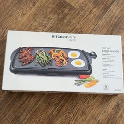 Brand New KitchenSmith by Bella Large Electric Griddle (10.5” x 20”) — Sealed Box!