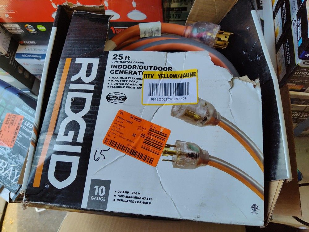 Ridgid 10g 30amp 250v Generator Extension Cord