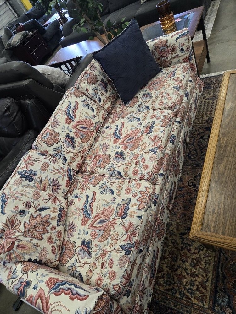 Red and Blue Vintage Paisley Couch In Mint Condition