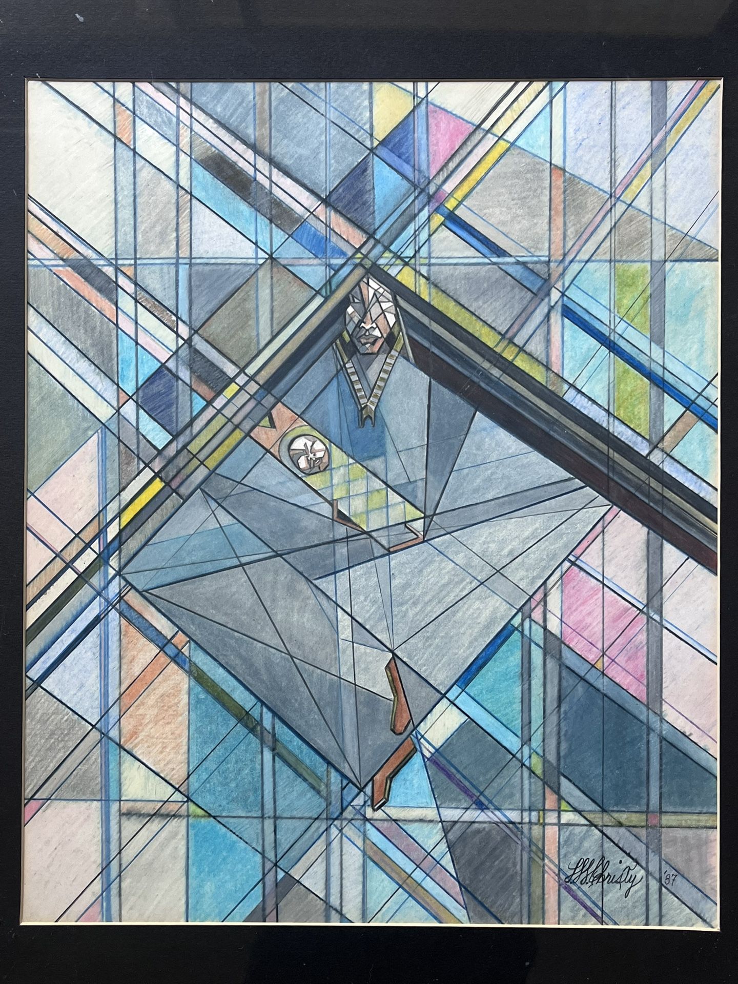 Original Abstract Art Deco Painting Art