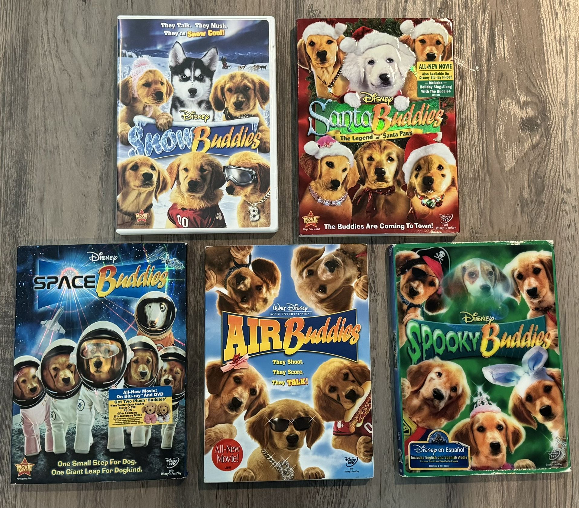 🐶📀 Walt Disney Buddies 5 DVD Set: Air, Space, Santa, Snow, Spooky (new)