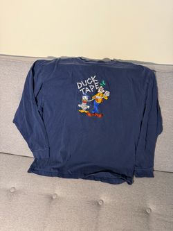 Vintage Mickey Inc Disney Duck Tape Embroidered Long Sleeve Shirt XL Navy