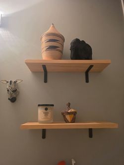 Wooden Floating Wall Shelves with Black Brackets