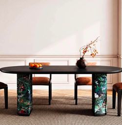 Large Dark Gray Oval Conference Table