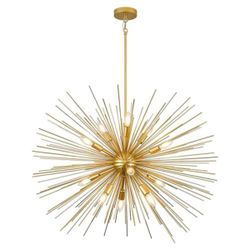 35" Gold Sputnik Starburst Chandelier – 12-Light Mid-Century Modern