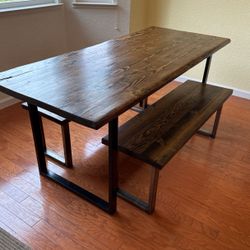 Solid Reclaimed Wood Farmhouse Table With Benches