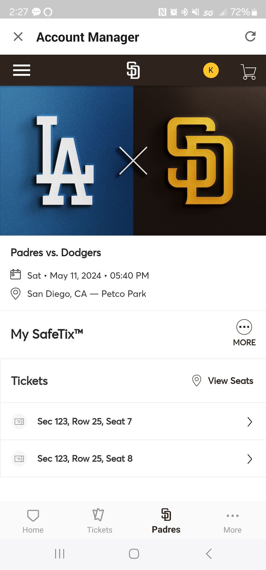 Dodgers Vs  Padres Tickets 