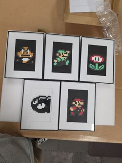 Custom Made Framed Mario Pixel Art