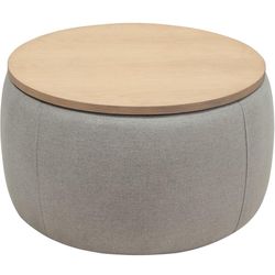 Modern Round Storage Ottoman with WoodeTop