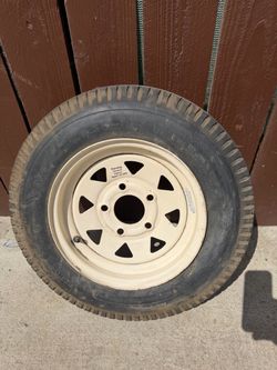 5.30-12 Trailer Tire on White Steel Rim