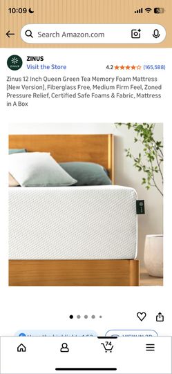 ZINUS 12 Inch Queen Green Tea Memory Foam Mattress [New Version