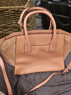 Pink Leather Structured Tote Handbag