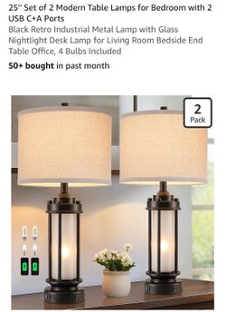 ALEAMPDO new 25” set of modern farmhouse table lamps