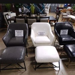 Accent Chairs With Ottoman White ,Gray, Or Black (New In A Box))