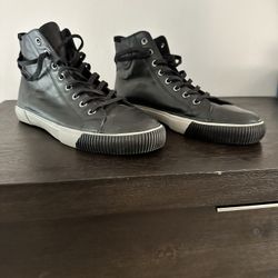 Allsaints Men’s Black Leather Hightop Sneakers - Size 12