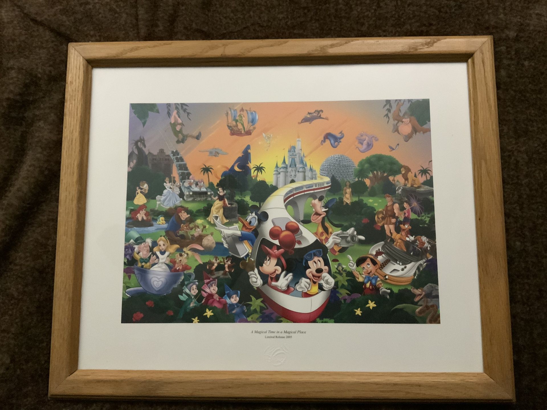 DISNEY 2005 " A MAGICAL TIME IN A MAGICAL PLACE" FRAME LITHO WITH COA