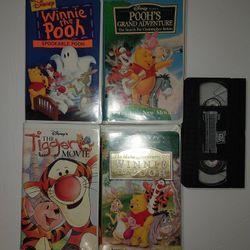 Disney Lot of 5 Winnie the Pooh VHS Movies: Tigger, Cowboy Pooh, Grand Adventure
