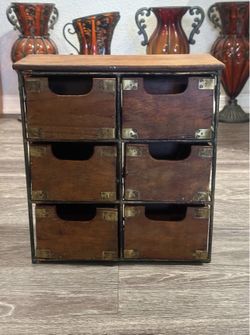 Vintage Six drawer Wood, Iron Cubby 