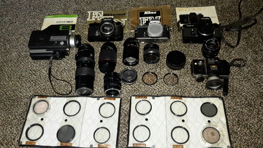 Vintage cameras, lenses, extensions and filters