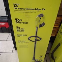 Ryobi 13 In Strung Trimmer/Edger Kit With 4.0ah Battery And Charger