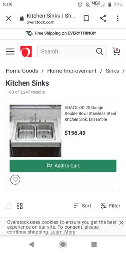 20 gauge stainless steal double bowl kitchen sink (new)