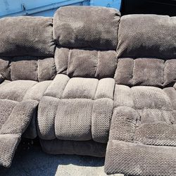Double Reclining Sofa Set With Loveseat With Cupholders 
