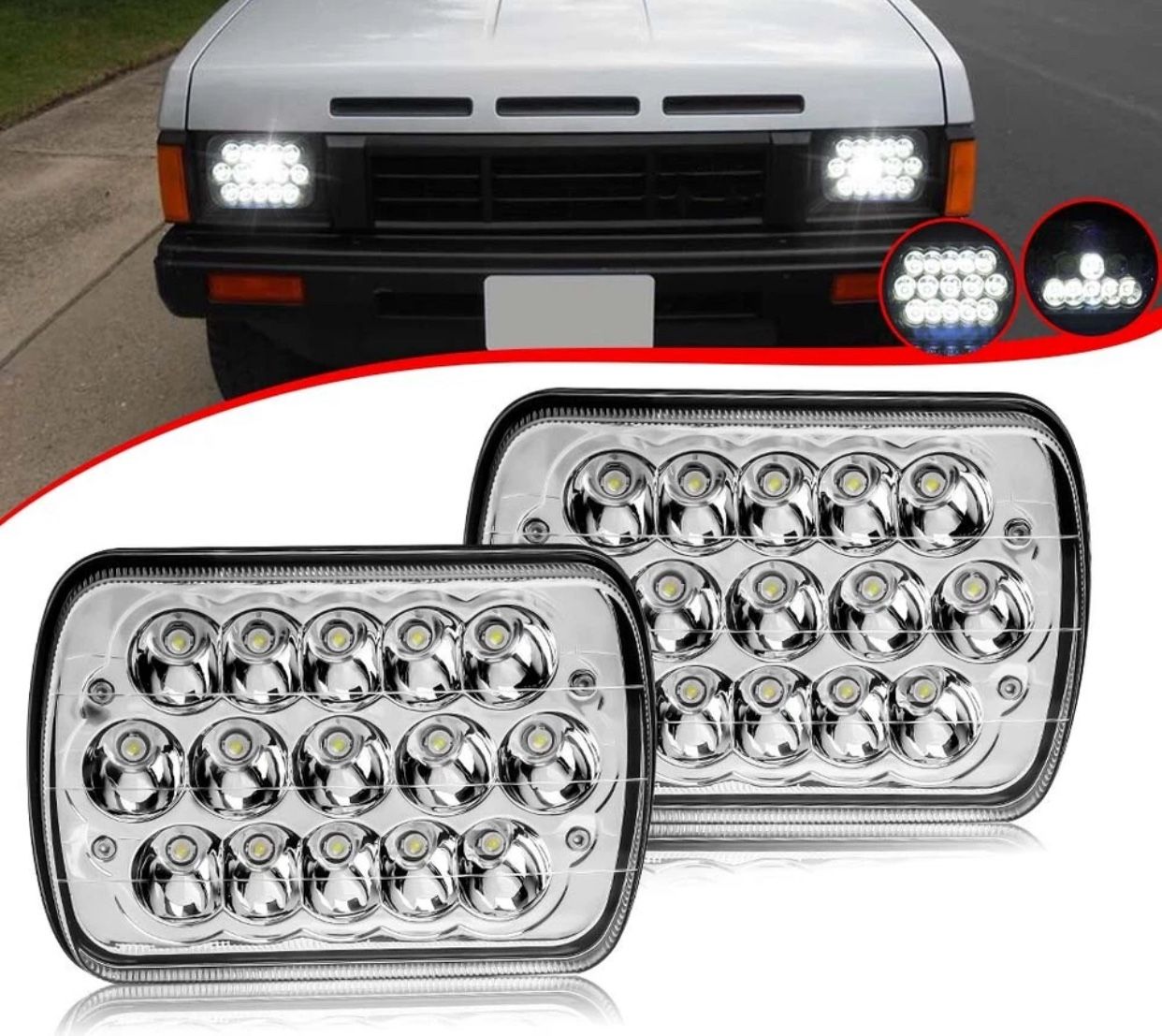 Nissan Hardbody Set Of 2 Rectangle LED Headlights