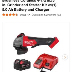 Milwaukee M18 FUEL 18V Lithium-Ion Brushless Cordless 4-1/2 in./5 in. Grinder and Starter Kit w/(1) 5.0 Ah Battery and Charger