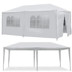 10 ft. x 20 ft. Wedding Party White Canopy Tent Outdoor Gazebo with 6 Removable Sidewalls for Backyard, Birthday Party