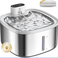 Cat Water Fountain Stainless Steel Wireless 118oz/3.5L–Cordless Battery-Operated