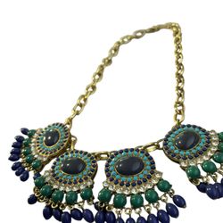 Vintage Susan Graver Burst Bib Blue Monochrome necklace 