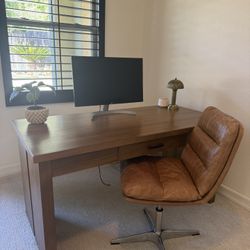 Restoration Hardware Dupe Brown Leather Office Char