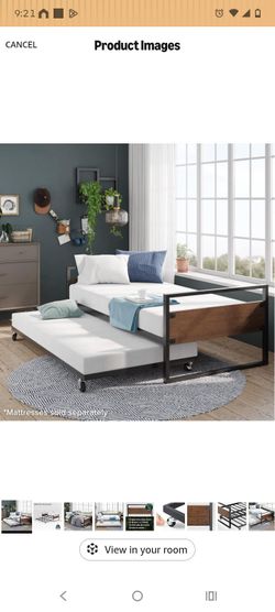 Metal and Wood Daybed with Trundle