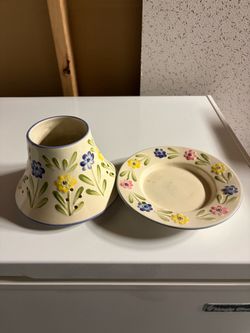 Ceramic Candle Shade and Plate Set