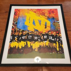 NOTRE DAME FIGHTING IRISH IN COLOR JOHN FARR PAINTING FRAME AND MATTED PRINT