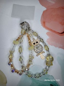 Phone Charm Owl (tint of yellow, orange, and clear)