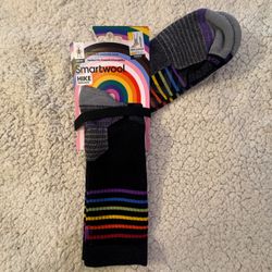 Smartwool Hike Light Cushion Pride Pattern Crew Socks - Black, Large - New with Tags
