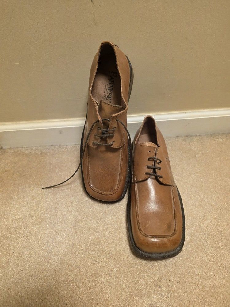 Men's Brown Leather Square Toe  Dress Shoes