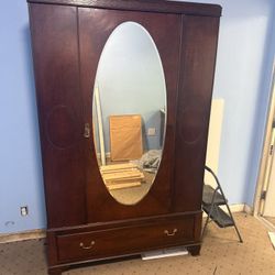 Armoire, Chair, Weights and mid-century modern cabinet
