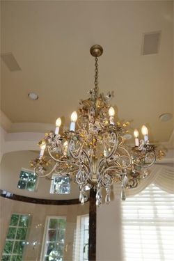 Florentine Style Crystal Chandelier 36 x 64. 10 Lights Floral