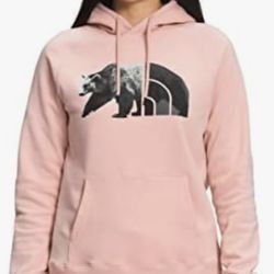 The North Face Sand Pink TNF Bear Graphic Hoodie Size S Used Excellent MSRP $65