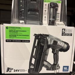 Flex 24V 16 Gauge Straight Finish Nailer Brand New In Box With Battery And Charger