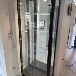2 Black Shiny Lacquer Display Cases w/light